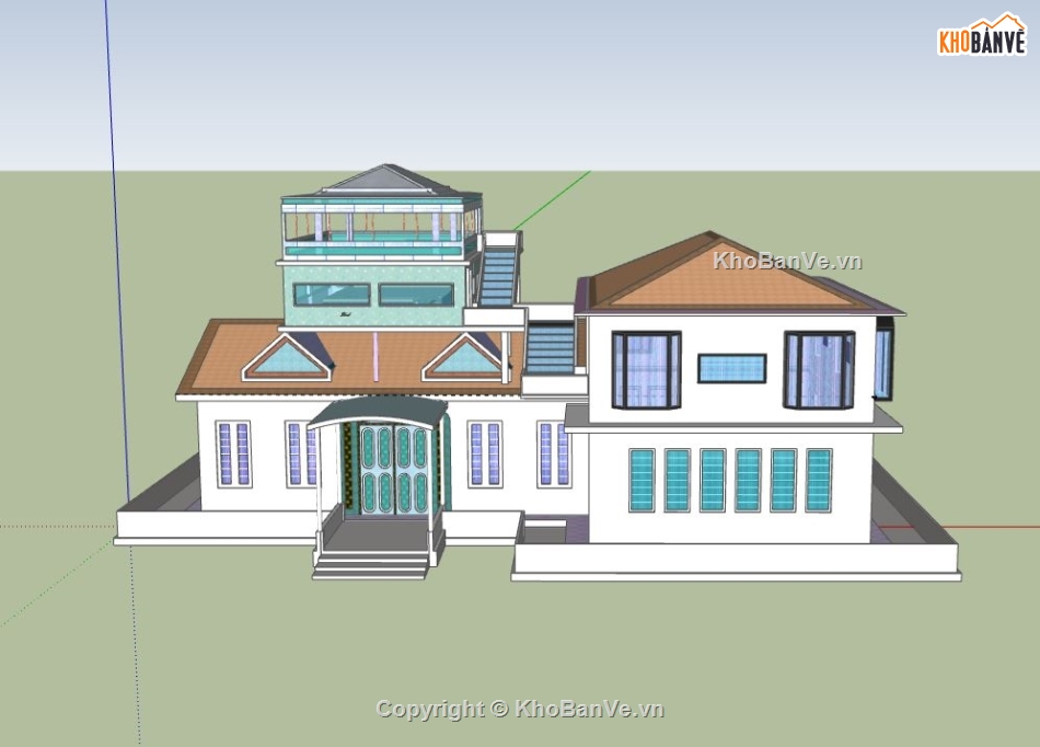 Biệt thự 2 tầng,model su biệt thự 2 tầng,file sketchup biệt thự 2 tầng