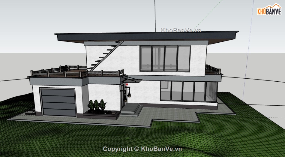 Biệt thự 2 tầng,model su biệt thự 2 tầng,biệt thự 2 tầng file sketchup,file sketchup biệt thự 2 tầng