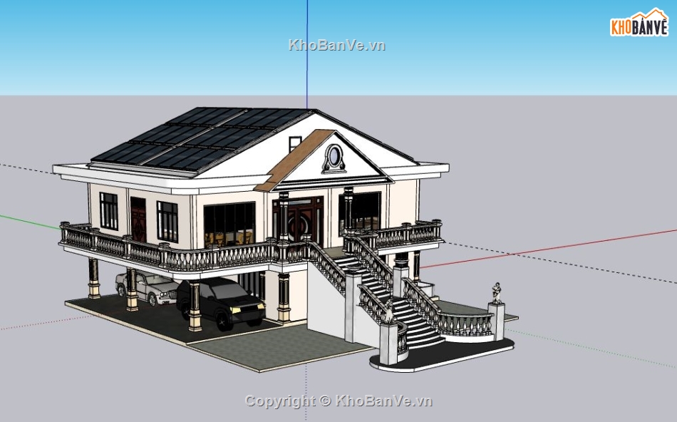 Biệt thự 2 tầng,Model su biệt thự 2 tầng,sketchup biệt thự 2 tầng