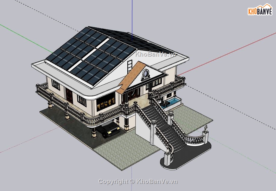 Biệt thự 2 tầng,Model su biệt thự 2 tầng,sketchup biệt thự 2 tầng