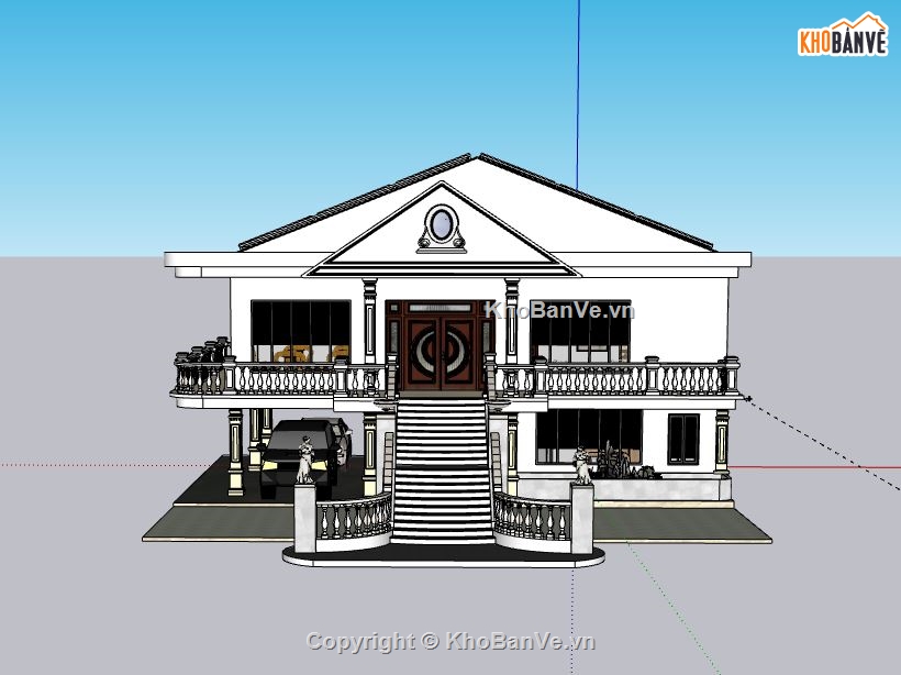 Biệt thự 2 tầng,Model su biệt thự 2 tầng,sketchup biệt thự 2 tầng