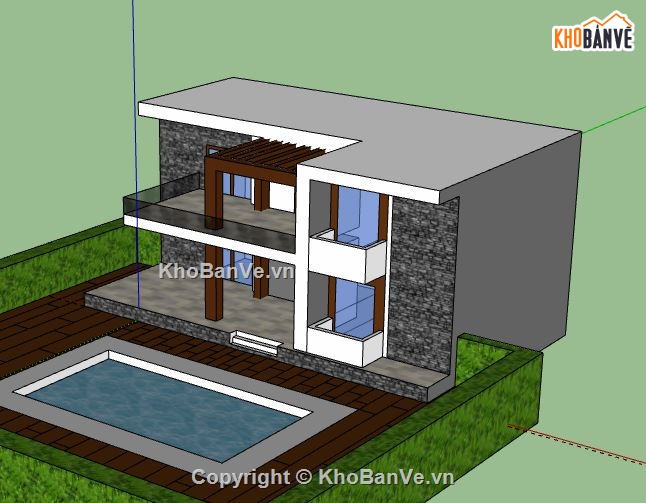 Biệt thự 2 tầng,model su biệt thự 2 tầng,mẫu biệt thự 2 tầng sketchup,biệt thự 2 tầng file su