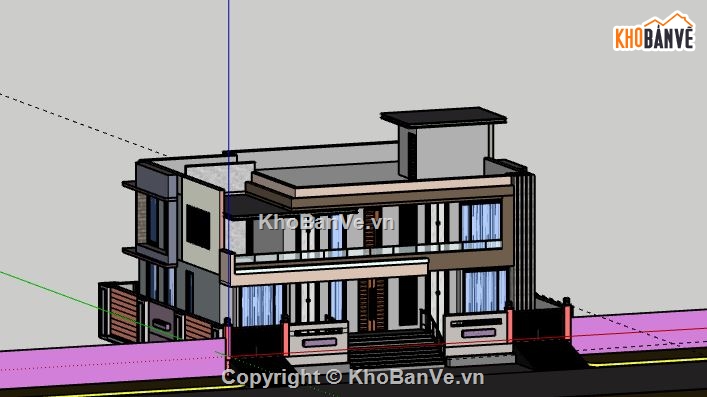 Biệt thự 2 tầng,file su biệt thự 2 tầng,sketchup biệt thự 2 tầng