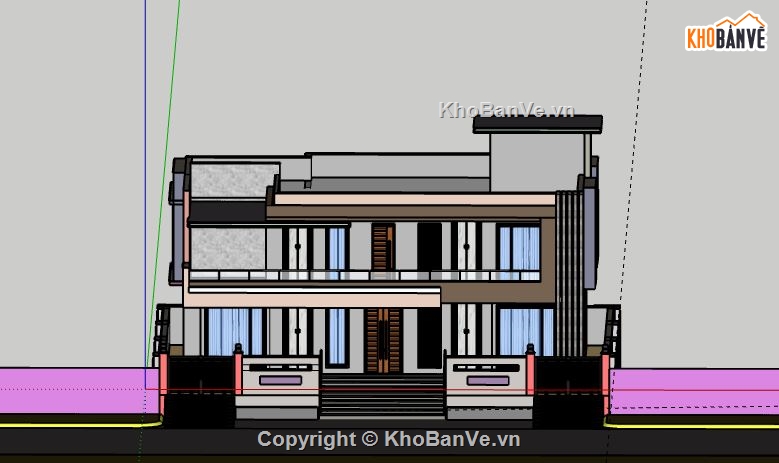 Biệt thự 2 tầng,file su biệt thự 2 tầng,sketchup biệt thự 2 tầng