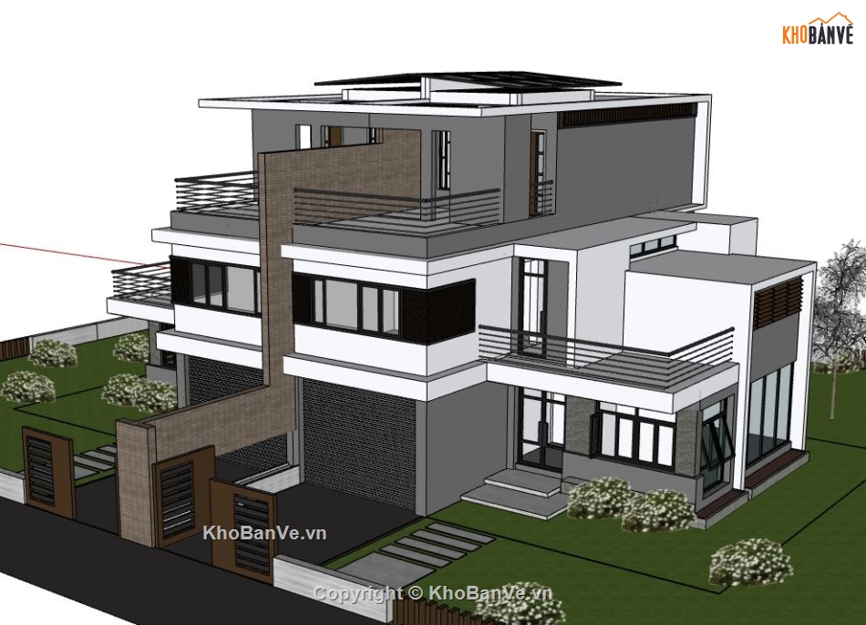 Biệt thự 2 tầng,model su biệt thự 2 tầng,file su biệt thự 2 tầng,biệt thự 2 tầng sketchup