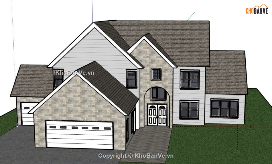 Biệt thự 2 tầng,model su biệt thự 2 tầng,biệt thự 2 tầng file su,sketchup biệt thự 2 tầng