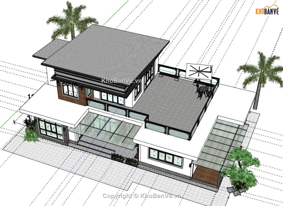 File su biệt thự 2 tầng,model su biệt thự 2 tầng,biệt thự 2 tầng file sketchup,sketchup biệt thự 2 tầng