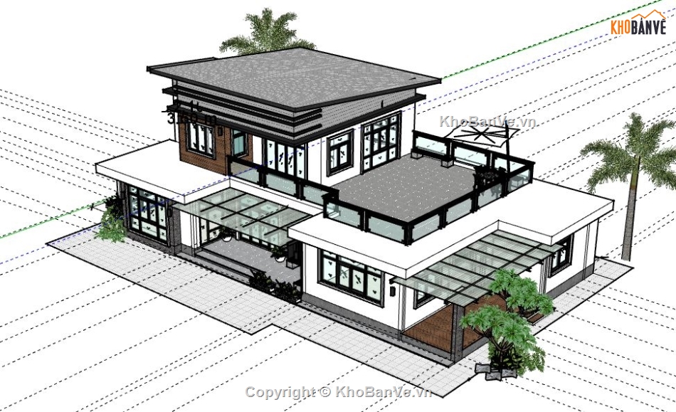 File su biệt thự 2 tầng,model su biệt thự 2 tầng,biệt thự 2 tầng file sketchup,sketchup biệt thự 2 tầng