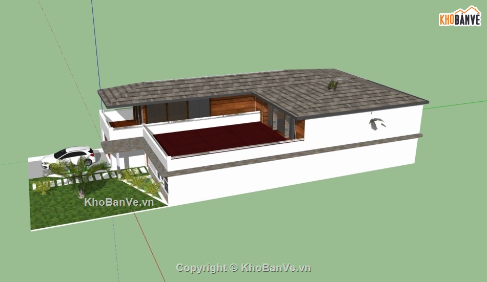 biệt thự 2 tầng,sketchup biệt thự,phối cảnh biệt thự,biệt thự nghỉ dưỡng