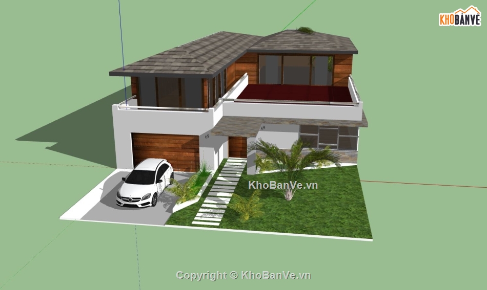 biệt thự 2 tầng,sketchup biệt thự,phối cảnh biệt thự,biệt thự nghỉ dưỡng