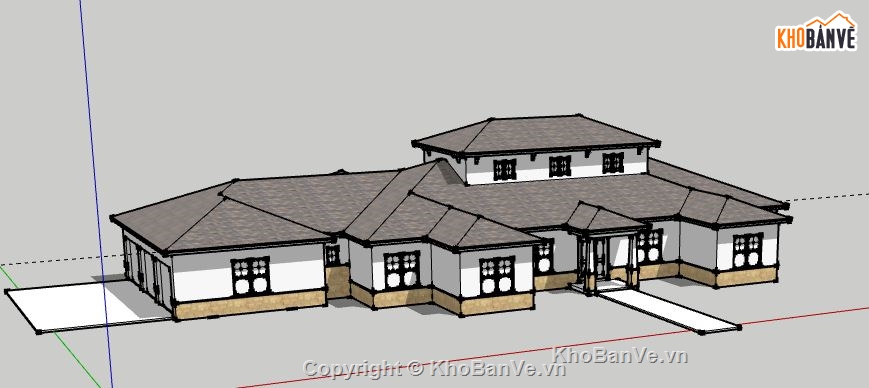 Biệt thự 2 tầng,model su biệt thự 2 tầng,file sketchup biệt thự 2 tầng