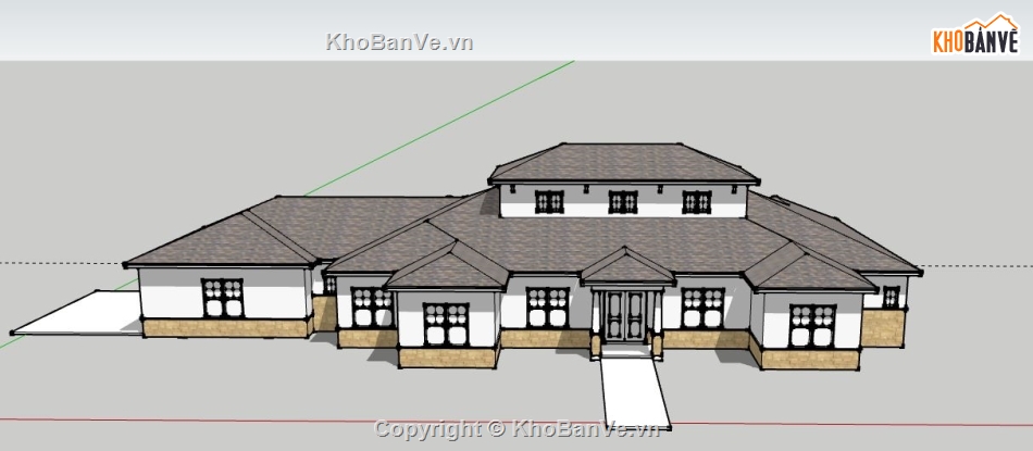 Biệt thự 2 tầng,model su biệt thự 2 tầng,file sketchup biệt thự 2 tầng