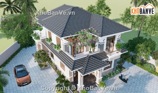 biệt thự 2 tầng cad,file cad biệt thự 2 tầng,biệt thự 2 tầng file cad