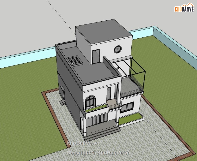 Biệt thự 2 tầng,model su biệt thự 2 tầng,file sketchup biệt thự 2 tầng