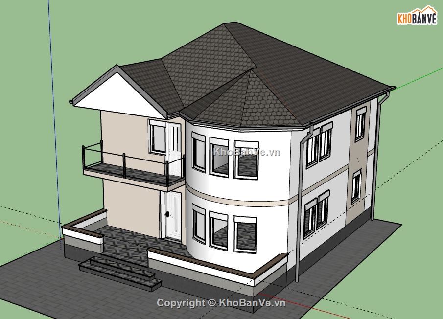 Biệt thự 2 tầng,model su biệt thự 2 tầng,file su biệt thự 2 tầng,biệt thự 2 tầng sketchup