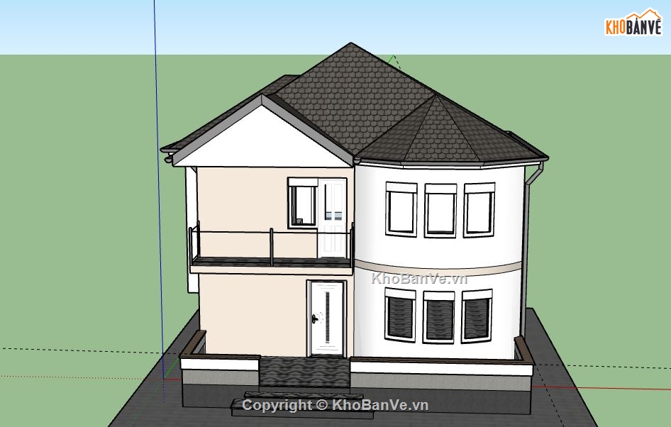 Biệt thự 2 tầng,model su biệt thự 2 tầng,file su biệt thự 2 tầng,biệt thự 2 tầng sketchup