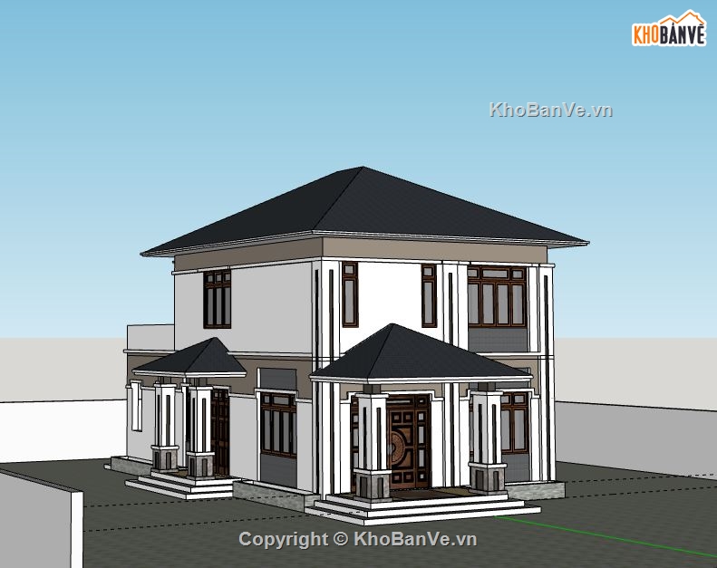 Biệt thự 2 tầng,Model su biệt thự 2 tầng,biệt thự 2 tầng file su