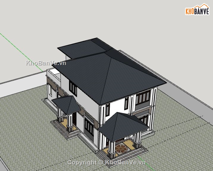 Biệt thự 2 tầng,Model su biệt thự 2 tầng,biệt thự 2 tầng file su