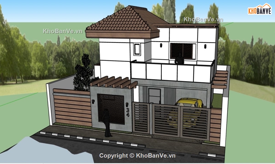 su biệt thự 2 tầng,model su biệt thự 2 tầng,file sketchup biệt thự