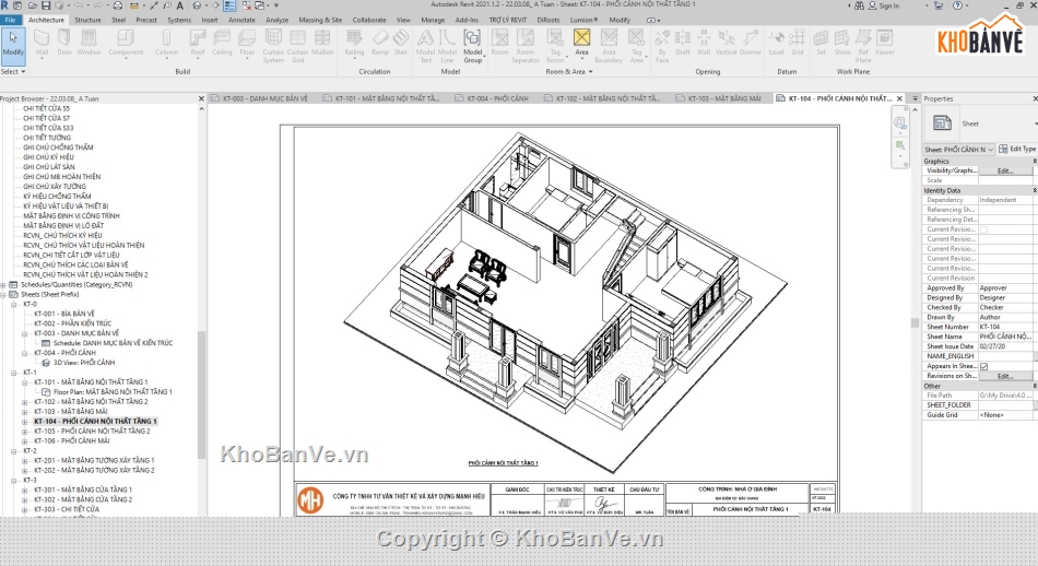 kiến trúc biệt thự 2 tầng,file revit biệt thự 2 tầng,Mẫu biệt thự 2 tầng mái nhật,biệt thự 2 tầng hiện đại