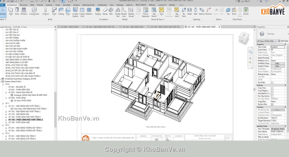 kiến trúc biệt thự 2 tầng,file revit biệt thự 2 tầng,Mẫu biệt thự 2 tầng mái nhật,biệt thự 2 tầng hiện đại