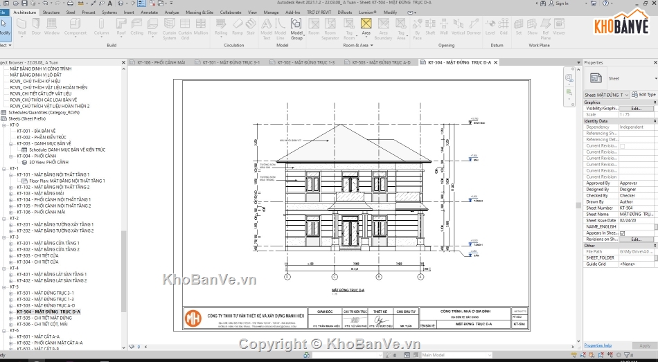 kiến trúc biệt thự 2 tầng,file revit biệt thự 2 tầng,Mẫu biệt thự 2 tầng mái nhật,biệt thự 2 tầng hiện đại