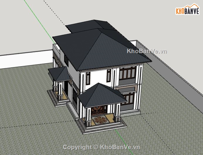 Biệt thự 2 tầng,model su biệt thự 2 tầng,sketchup biệt thự 2 tầng