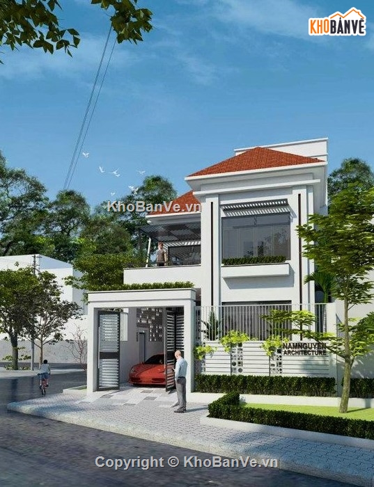 biệt thự đẹp 2 tầng,sketchup biệt thự 2 tầng,biệt thự 2 tầng đẹp