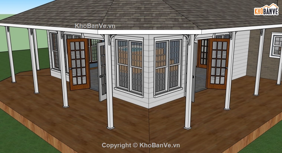 Biệt thự  2 tầng,model su biệt thự 2 tầng,file sketchup biệt thự 2 tầng