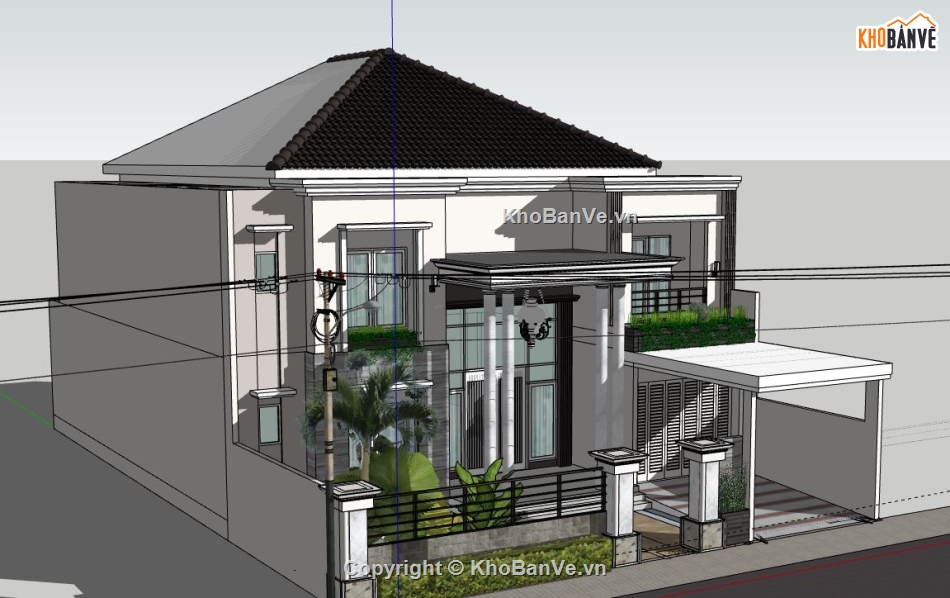 Biệt thự 2 tầng,file su biệt thự 2 tầng,sketchup biệt thự 2 tầng,file sketchup biệt thự 2 tầng