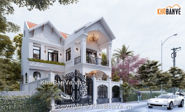 biệt thự mái thái,2 tầng mái thái,biệt thự 2 tầng mái thái