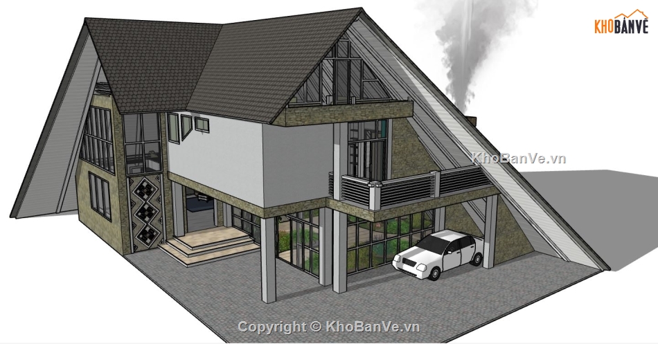 file su biệt thự,sketchup biệt thự,su biệt thự 2 tầng