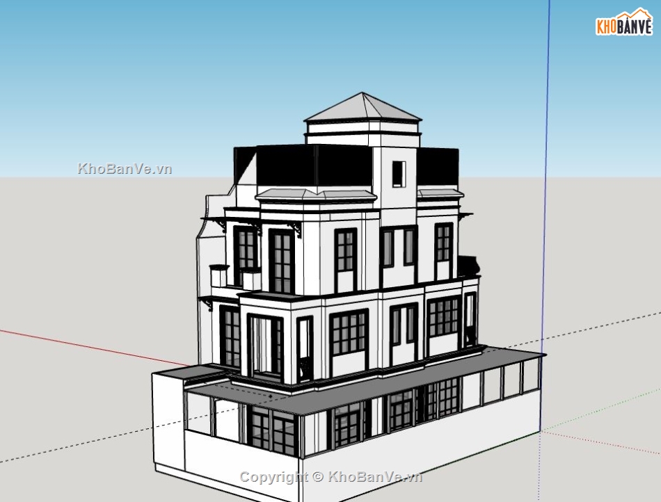 Biệt thự 3 tầng 1 tum,Model su biệt thự 3 tầng 1 tum,file su biệt thự 3 tầng