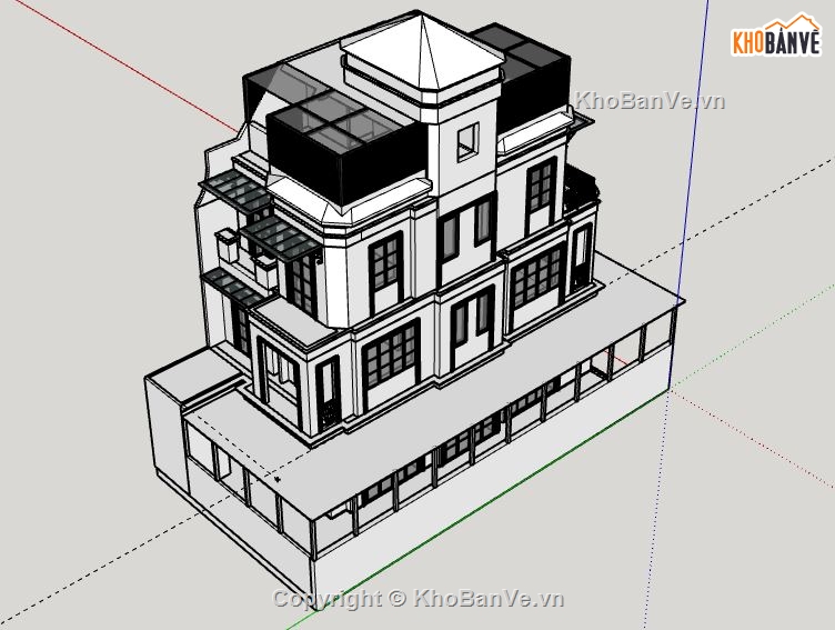 Biệt thự 3 tầng 1 tum,Model su biệt thự 3 tầng 1 tum,file su biệt thự 3 tầng