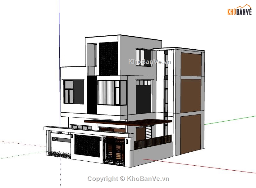 Biệt thự 3 tầng,model su biệt thự 3 tầng,sketchup biệt thự 3 tầng