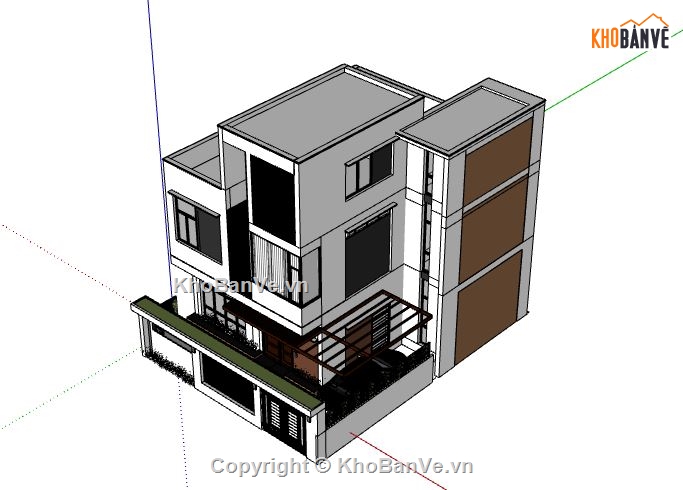 Biệt thự 3 tầng,model su biệt thự 3 tầng,sketchup biệt thự 3 tầng