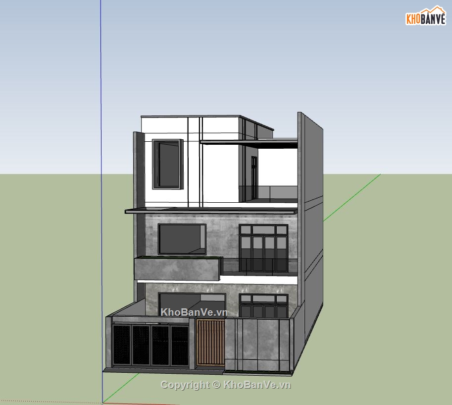 biệt thự 3 tầng đẹp,sketchup biệt thự,ngoại thất biệt thự su