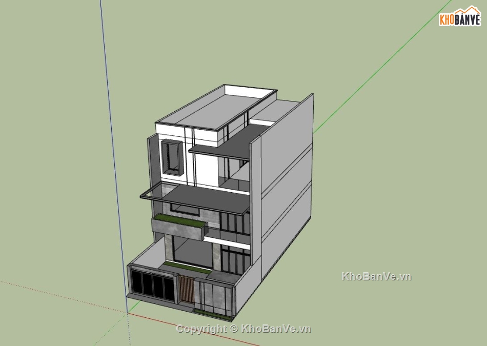 biệt thự 3 tầng đẹp,sketchup biệt thự,ngoại thất biệt thự su