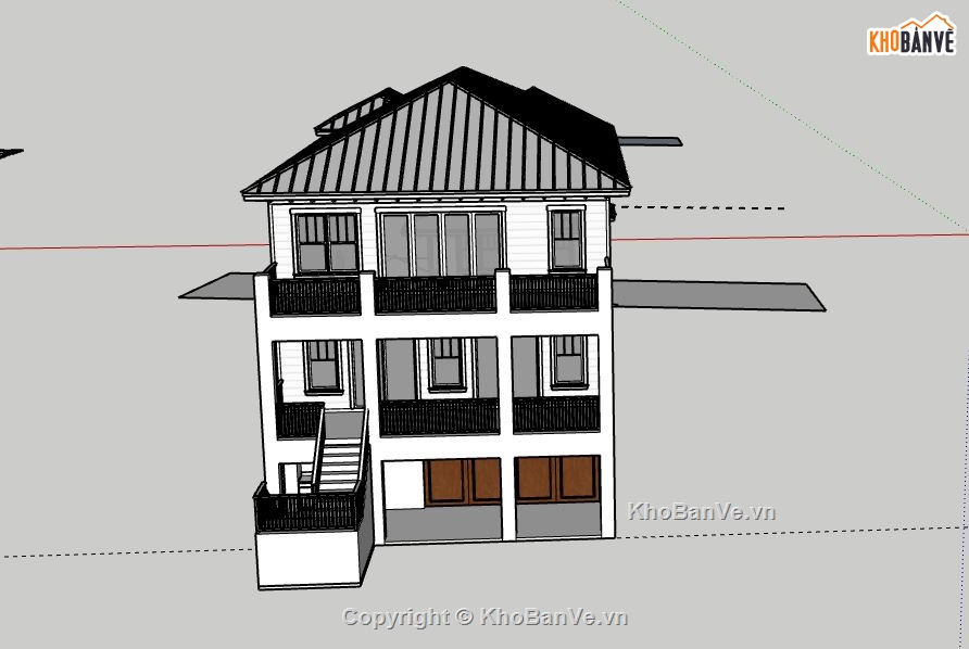 Biệt thự 3 tầng,biệt thự 3 tầng file su,file sketchup biệt thự 3 tầng