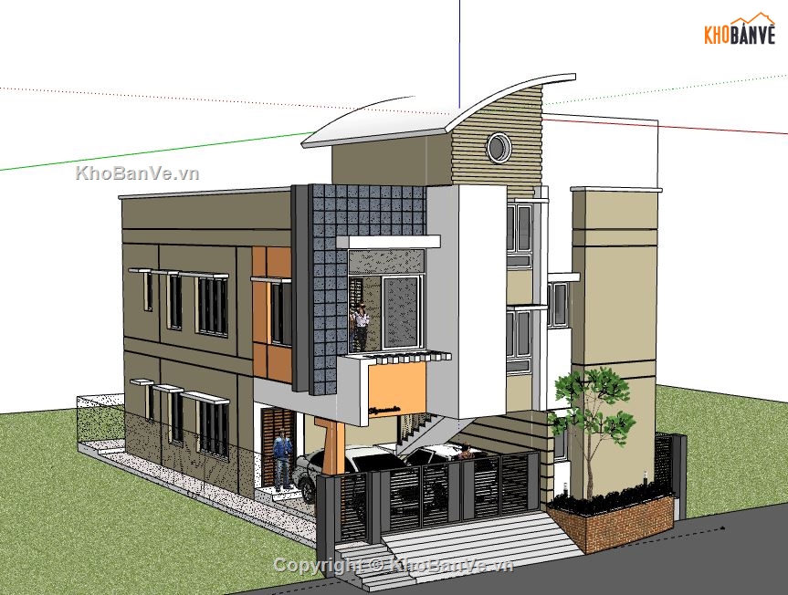 Biệt thự 3 tầng,model su biệt thự 3 tầng,biệt thự 3 tầng file su,sketchup biệt thự 3 tầng