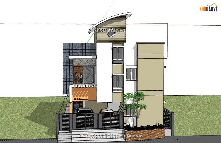 Biệt thự 3 tầng,model su biệt thự 3 tầng,biệt thự 3 tầng file su,sketchup biệt thự 3 tầng