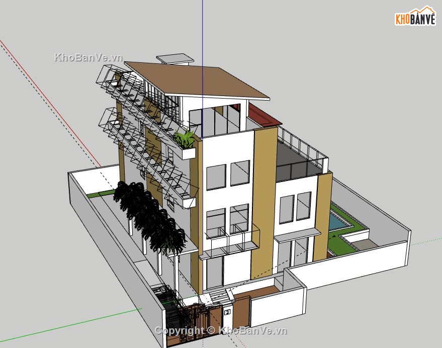 Biệt thự 3 tầng,model su biệt thự 3 tầng,biệt thự 3 tầng file su