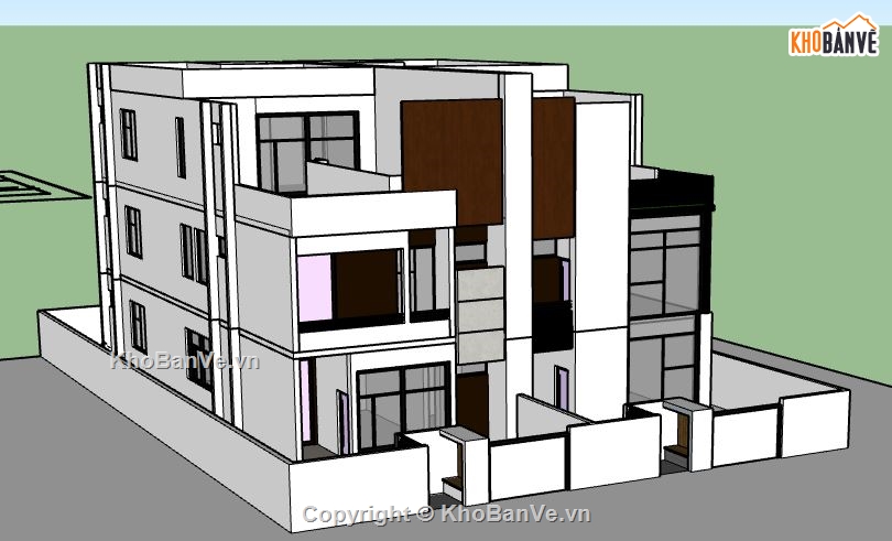 Biệt thự 3 tầng,model su biệt thự 3 tầng,file su biệt thự 3 tầng,sketchup biệt thự 3 tầng