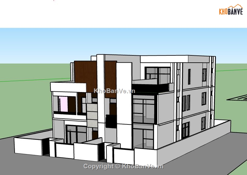 Biệt thự 3 tầng,model su biệt thự 3 tầng,file su biệt thự 3 tầng,sketchup biệt thự 3 tầng