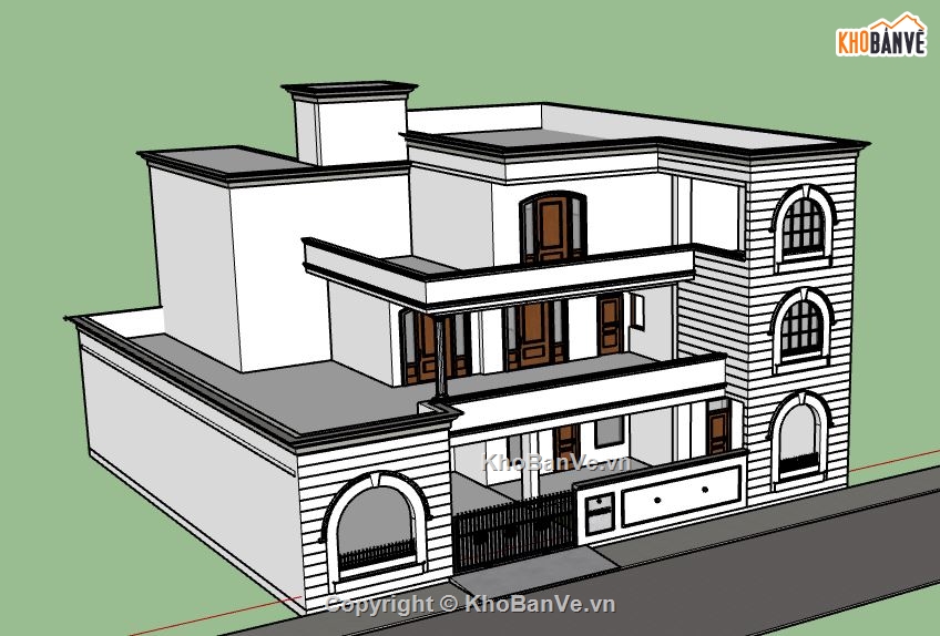 Biệt thự 3 tầng,model su biệt thự 3 tầng,biệt thự 3 tầng file su