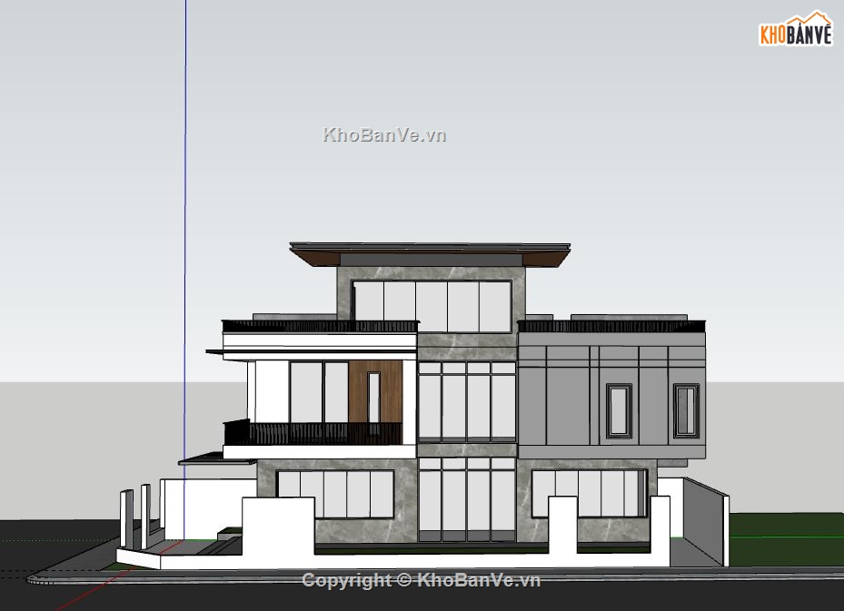 Biệt thự 3 tầng,file su biệt thự 3 tầng,sketchup biệt thự 3 tầng