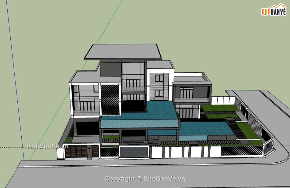 Biệt thự 3 tầng,model su biệt thự 3 tầng,biệt thự 3 tầng file su