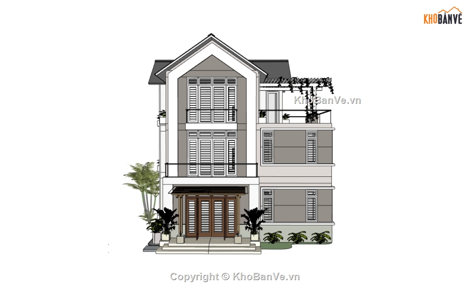 su biệt thự,sketchup biệt thự,su biệt thự 2 tầng,sketchup biệt thự 2 tầng