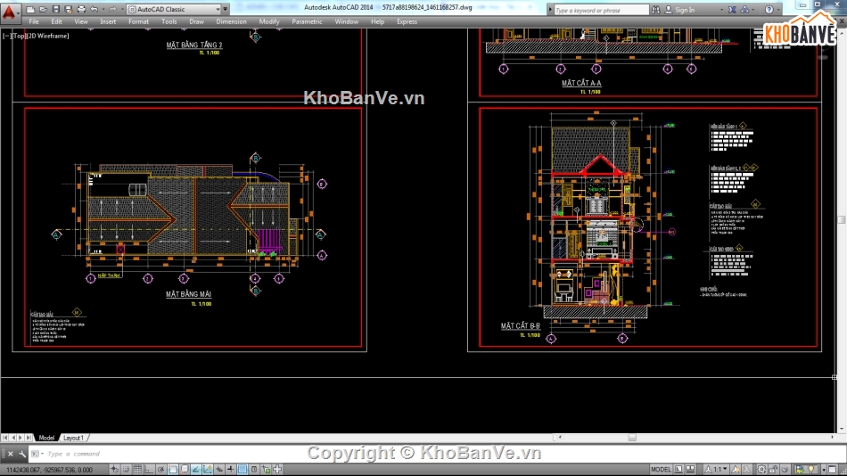 Biệt thự,file biệt thự 3 tầng,file cad biệt thự 3 tầng