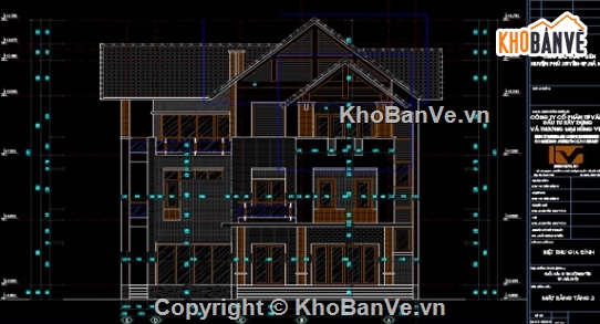 Biệt thự 3 tầng file cad,cad biệt thự 3 tầng,biệt thự 3 tầng  cad